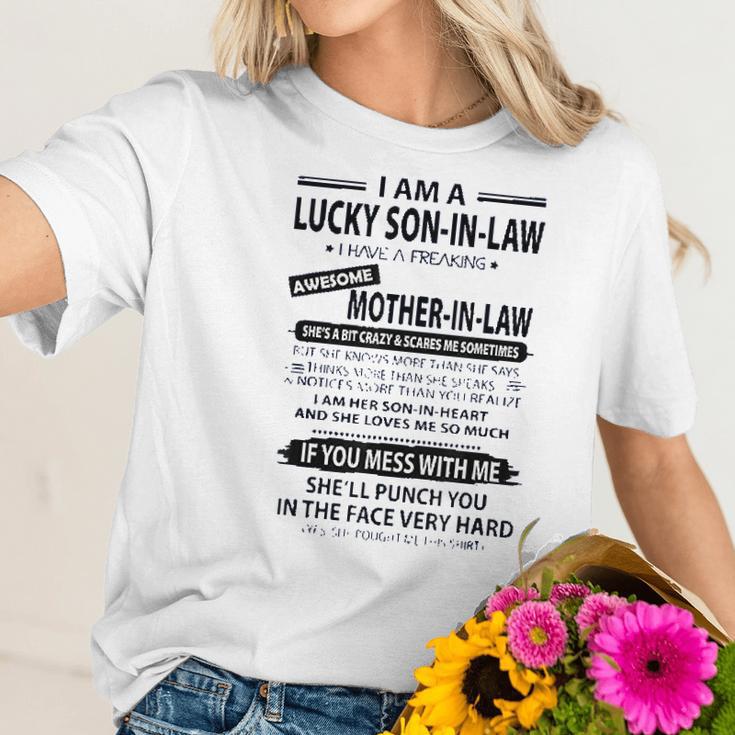 I Am A Lucky Son In Law I Have Fraking Awesome Mother In Law Women T-Shirt Gifts for Her