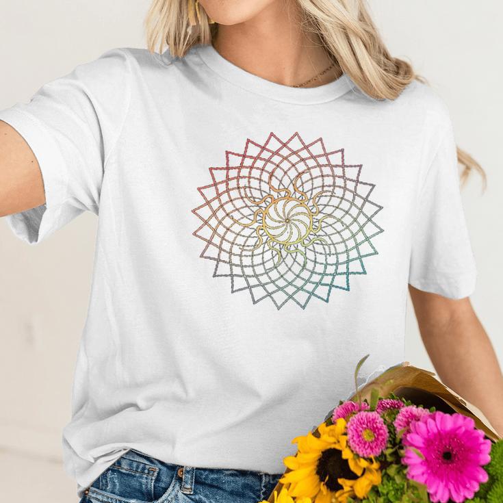 Mandala Geometry Sacred Fractal Art Yoga Mantra Good Vibe Women T-Shirt Gifts for Her