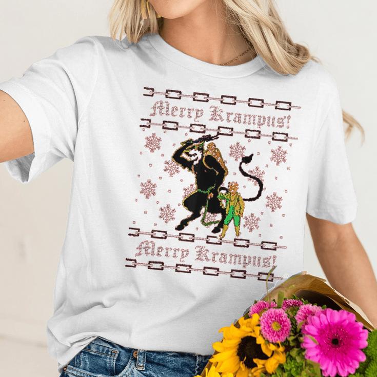 Merry Krampus Funny Ugly Christmas Women T-Shirt Gifts for Her