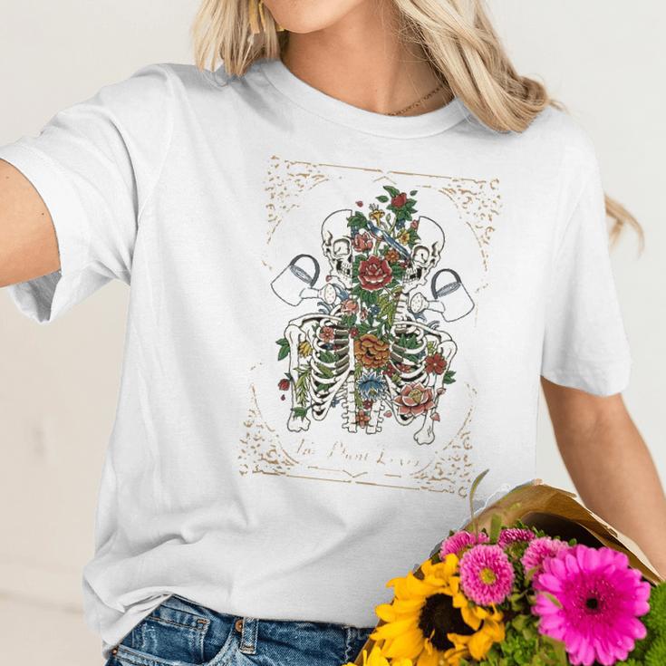 The Plant Lover Tarot Card Skeleton Skull Flowers Plants Women T-Shirt Gifts for Her