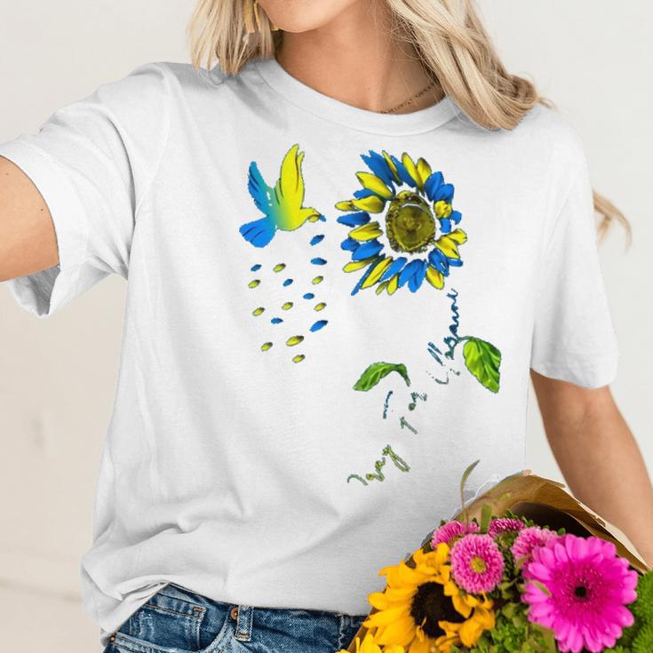 Pray For Ukraine Peace In Ukraine Dovesunflower Ukraine Graphic Design Printed Casual Daily Basic Women T-Shirt Gifts for Her