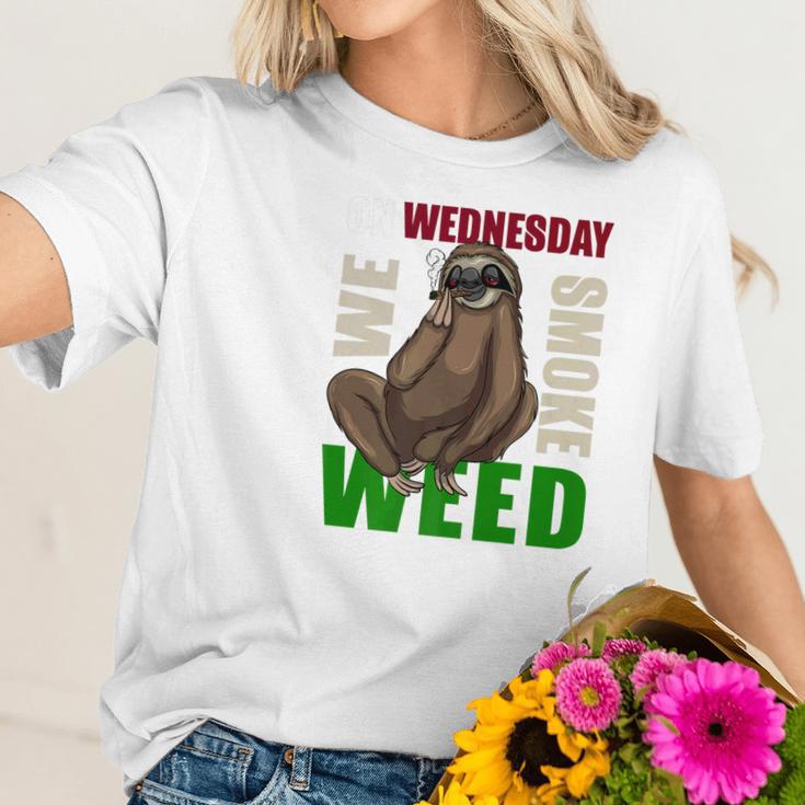 Sloth Stoner Wednesday Marijuana Weed Ganja Gift Women T-Shirt Gifts for Her