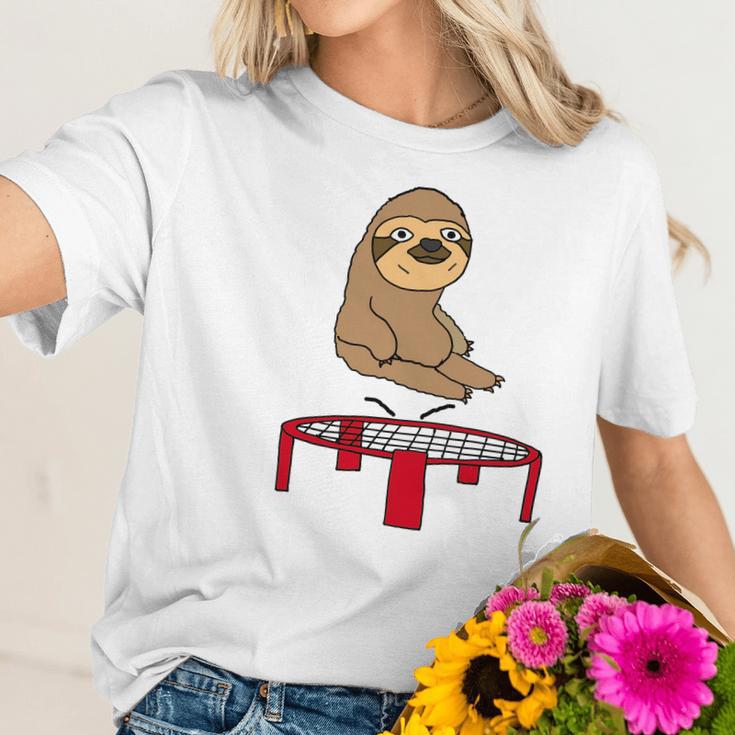 Smileteesanim Funny Sloth On Trampoline Women T-Shirt Gifts for Her