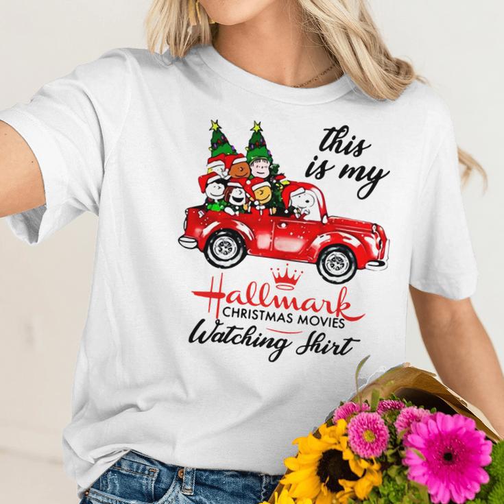 Snoopy Hallmark Christmas Movie Watching Women T-Shirt Gifts for Her