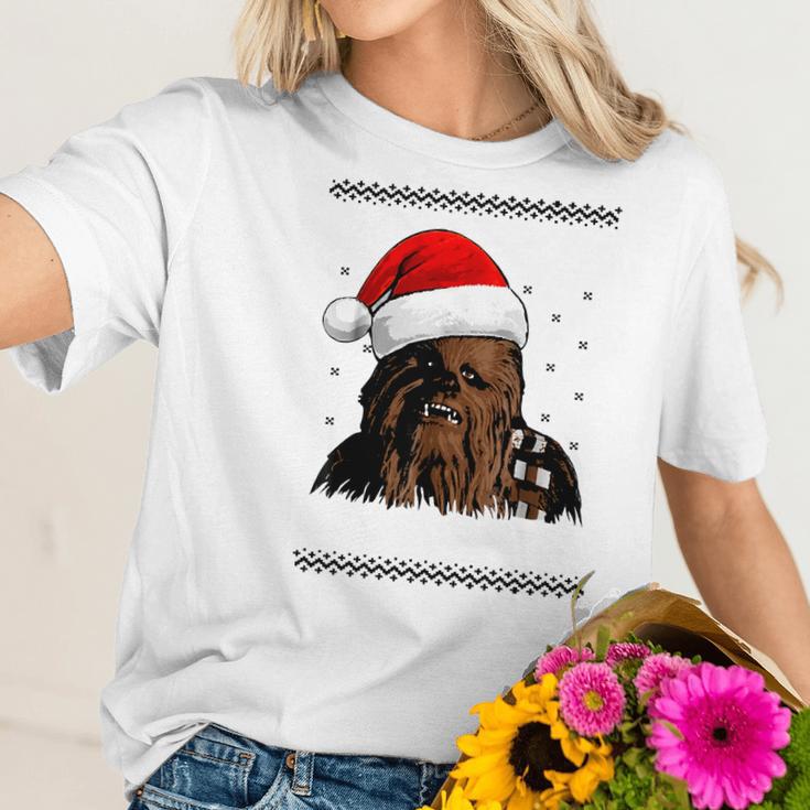 Star Wars Chewie Santa Hat Ugly Christmas Sweater T-Shirt Women T-Shirt Gifts for Her