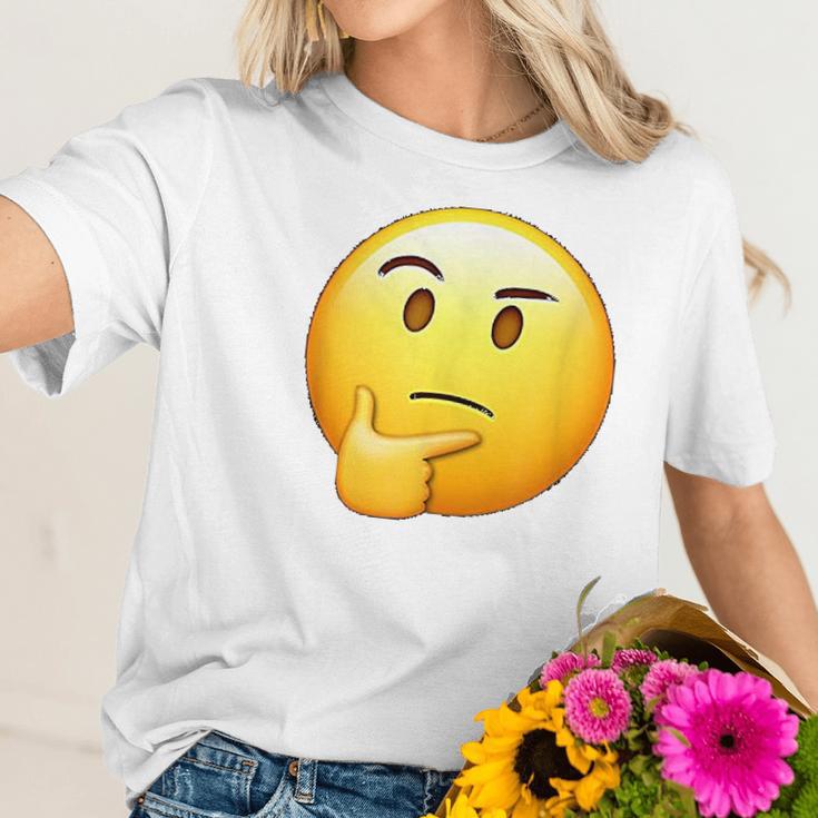 Thinking Emoji Funny Sarcastic Smiley Emoji Women T-Shirt Gifts for Her