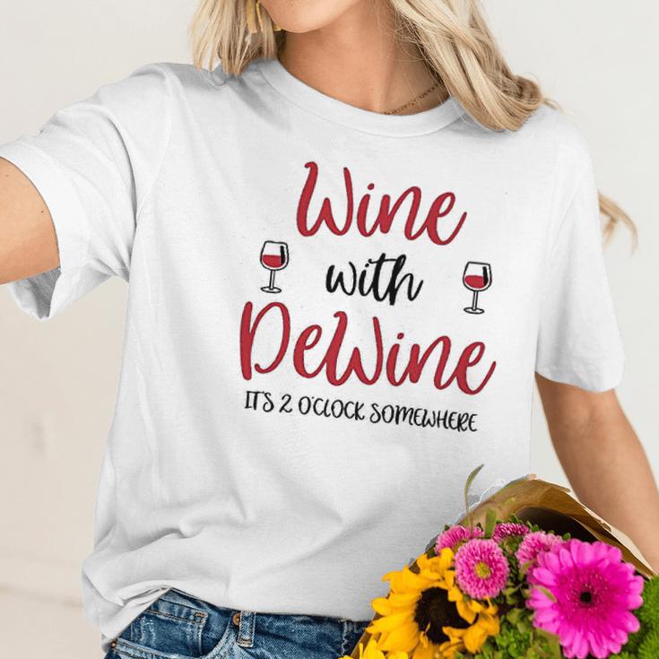 Wine With Dewine It Is 2 O Clock Somewhere In Ohio Women T-Shirt Gifts for Her