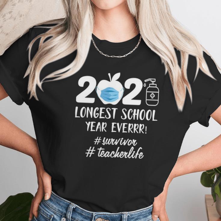 2021 Longest School Year Ever Survivor Teacher Life Face Mask Apple Women T-Shirt Gifts for Women