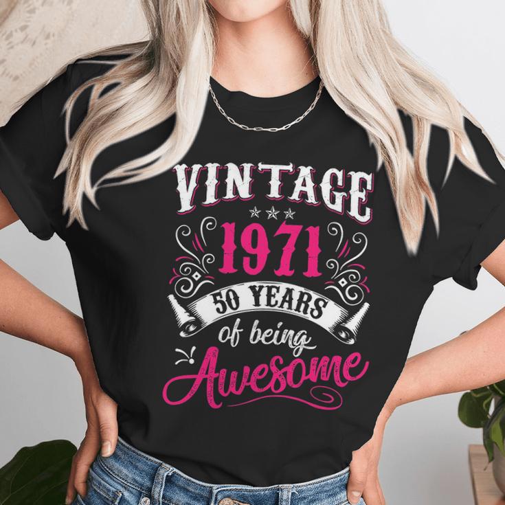 50Th Birthday Gift Vintage 1971 50 Years Of Being Awesome Women T-Shirt Gifts for Women