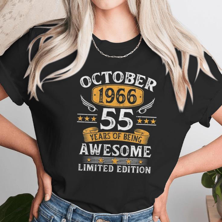 Womens 55 Years Old Birthday Vintage October 1966 Limited Edition V-Neck Women T-Shirt Gifts for Women