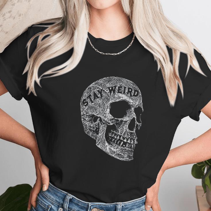 Alternative Clothes Aesthetic Goth Women Stay Weird Skull Gothic Goth Punk Women T-Shirt Gifts for Women