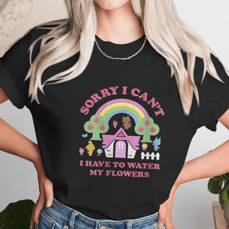 Womens Animal Crossing Sorry I Cant I Have To Water My Flowers Women T-Shirt Gifts for Women