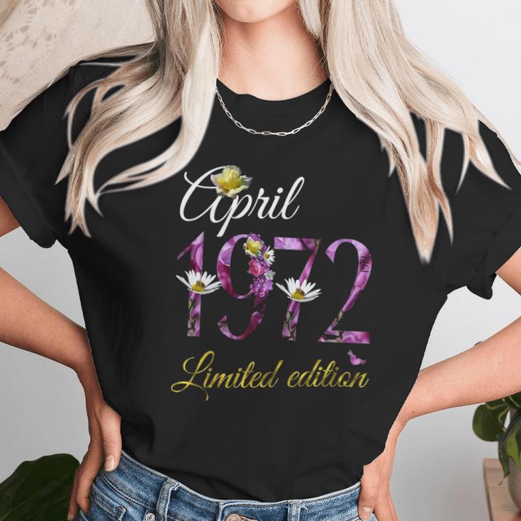 April 1972 Tee - 50 Years Old Floral 1972 50Th Birthday Gift Women T-Shirt Gifts for Women