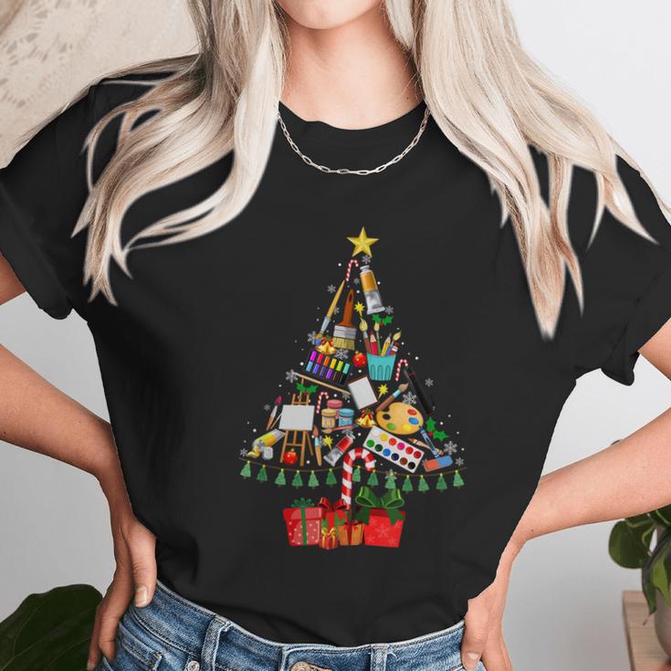 Art Xmas Tree Decor Art Teacher Ugly Artist Christmas Women T-Shirt Gifts for Women