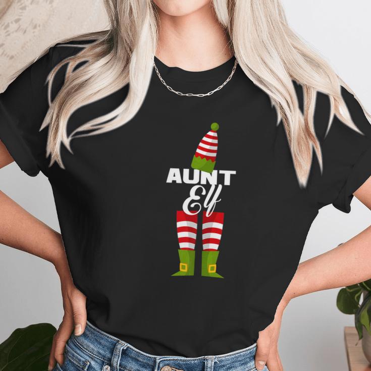 Aunt Elf Funny Pj Christmas Pajama Jammie Women T-Shirt Gifts for Women