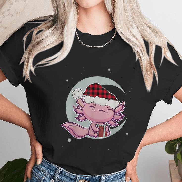 Axolotl Christmas Manga Kawaii Salamander Cute Santa Moon Women T-Shirt Gifts for Women