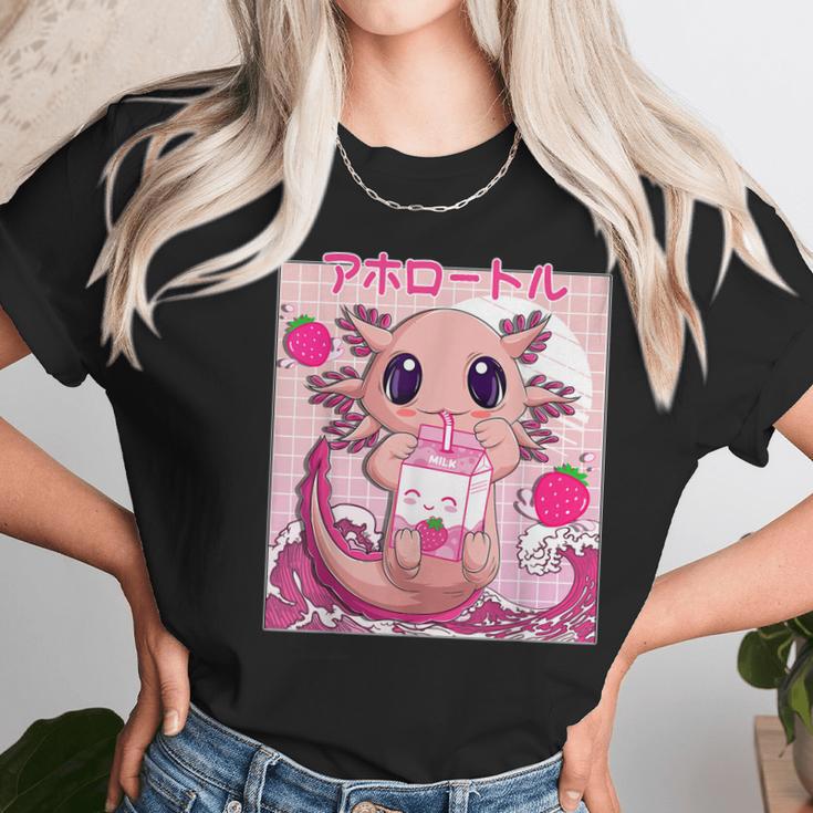 Axolotl Pastel Goth Strawberry Milk Shake Anime Aesthetic V2 Men Women T-Shirt Graphic Print Casual Unisex Tee Women T-Shirt Gifts for Women