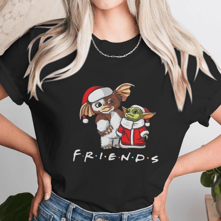 Baby Yoda And Baby Gizmo Santa Friends Christmas Women T-Shirt Gifts for Women