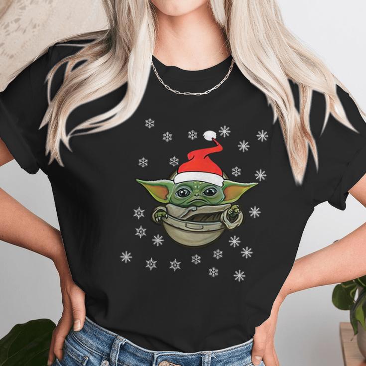 Baby Yoda Snow Merry Christmas The Mandalorian Shirt Women T-Shirt Gifts for Women