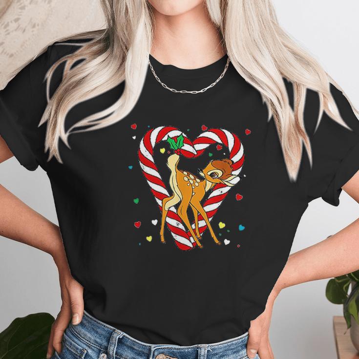 Bambi Candy Cane Christmas Women T-Shirt Gifts for Women