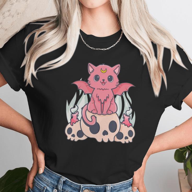 Bat Cat Kawaii Pastel Goth Cute Skulls Gift Cat Lover Men Women T-Shirt Graphic Print Casual Unisex Tee Women T-Shirt Gifts for Women