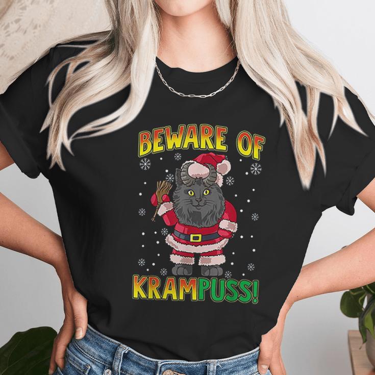 Beware Of Krampuss Cat Krampus Christmas Krampus Women T-Shirt Gifts for Women