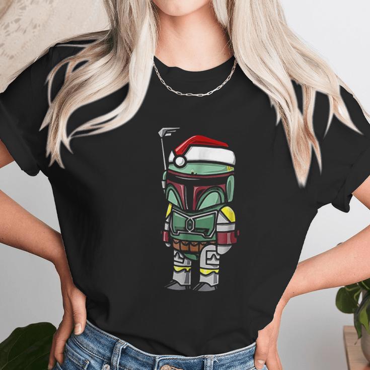 Boba Fett Santa Hat Cartoon Christmas Women T-Shirt Gifts for Women