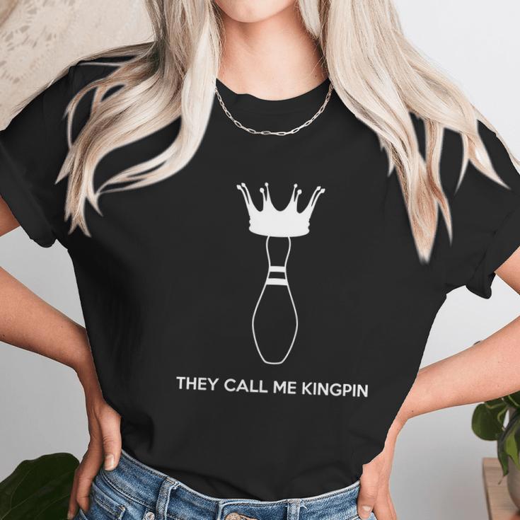 Bowling-Shirt-They-Call-Me-Kingpin-White Women T-Shirt Gifts for Women