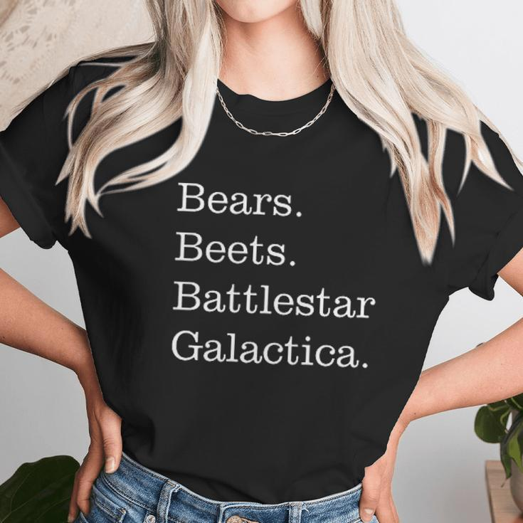 Brain Juice Tees Bears Beets Battlestar Galactica Women T-Shirt Gifts for Women