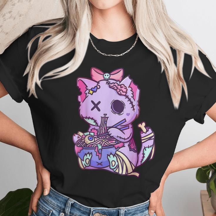 Cat Ramen Bowl Pastel Goth Nu Goth Anime Otaku Japanese V3 Men Women T-Shirt Graphic Print Casual Unisex Tee Women T-Shirt Gifts for Women