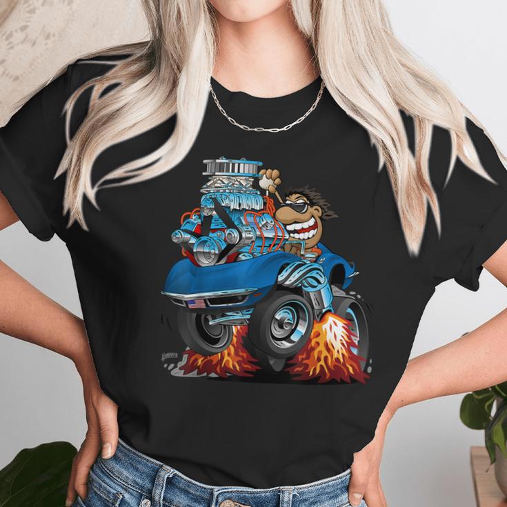 Classic Funny Sixties Sports Car Racing Hot Rod Cartoon V2 Women T-Shirt Gifts for Women