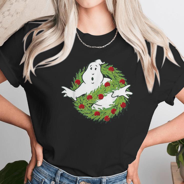 Classic Logo Christmas Wreath Graphic Women T-Shirt Gifts for Women