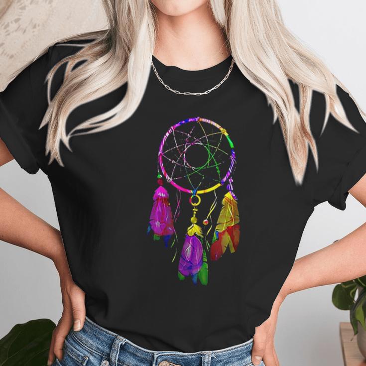 Colorful Dreamcatcher Feathers Native American Indian Tribal Women T-Shirt Gifts for Women