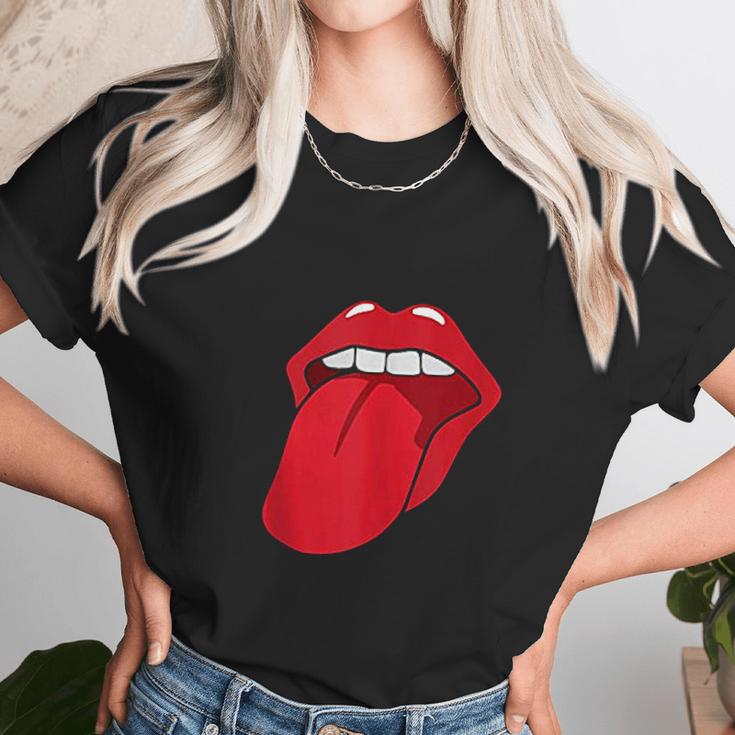 Cool Lips Bite Kiss Me Red Lips Mothers Day Gift Women T-Shirt Gifts for Women