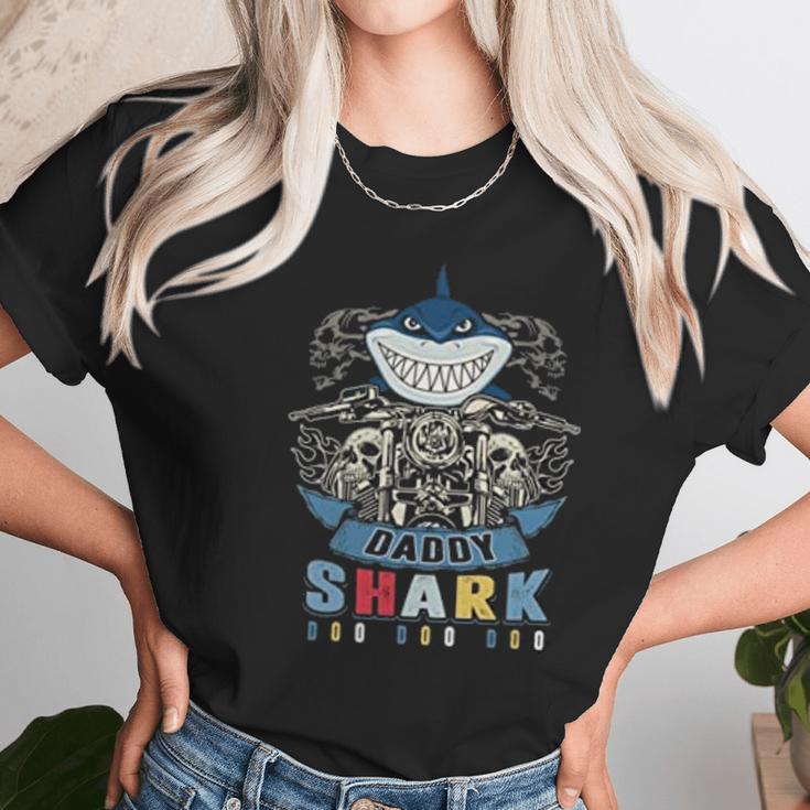 Daddy Shark Skull Biker Best Christmas Gifts For Dad Women T-Shirt Gifts for Women