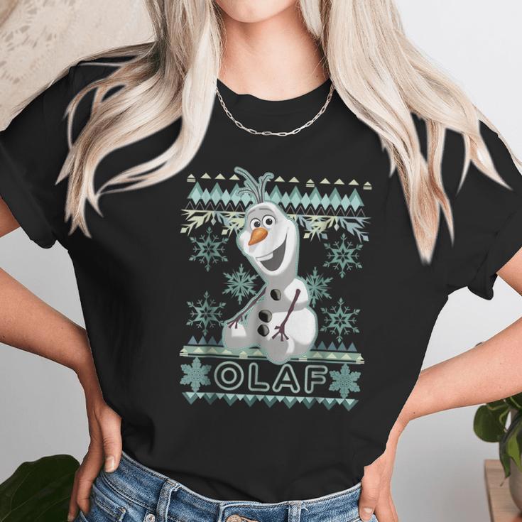 Disney Frozen Olaf Ugly Christmas Sweater Graphic T-Shirt Women T-Shirt Gifts for Women