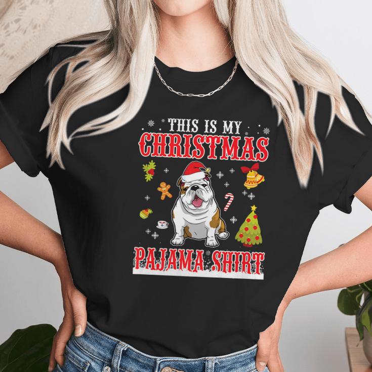 English Bulldog Snow Gilf This Is My Christmas Pajama Shirt Women T-Shirt Gifts for Women