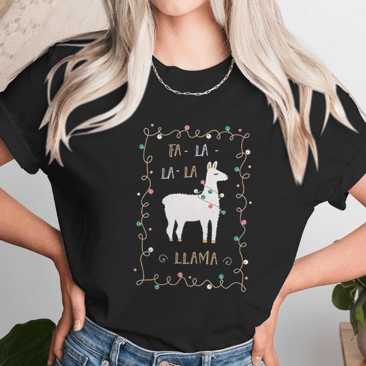 Fa La La La Llama Southern Charm Collection On A Navy Women T-Shirt Gifts for Women