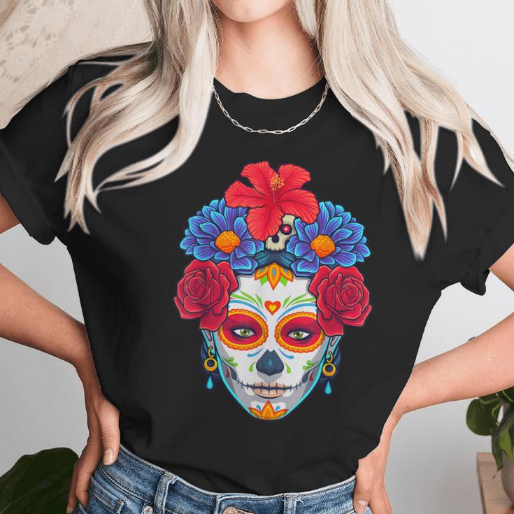 Floral Sugar Skull Day Of The Dead Dia De Muertos Women Women T-Shirt Gifts for Women