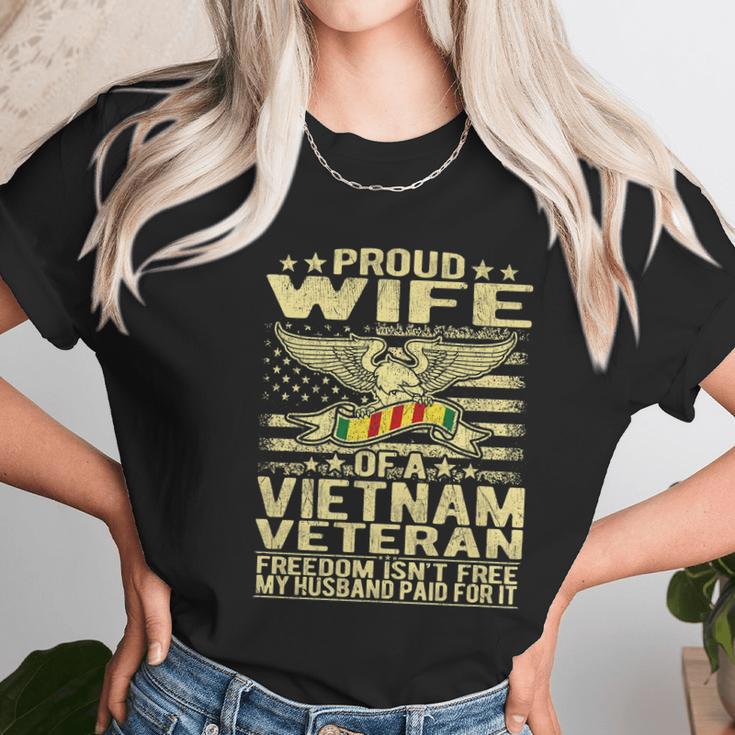 Freedom Isnt Free Proud Wife Of A Vietnam Veteran Ribbon Graphic Design Printed Casual Daily Basic Women T-Shirt Gifts for Women