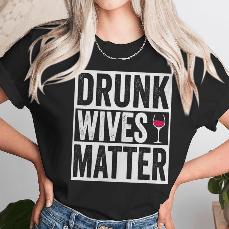 Funny Drunk Wives Matter Wine Drinking Women T-Shirt Gifts for Women