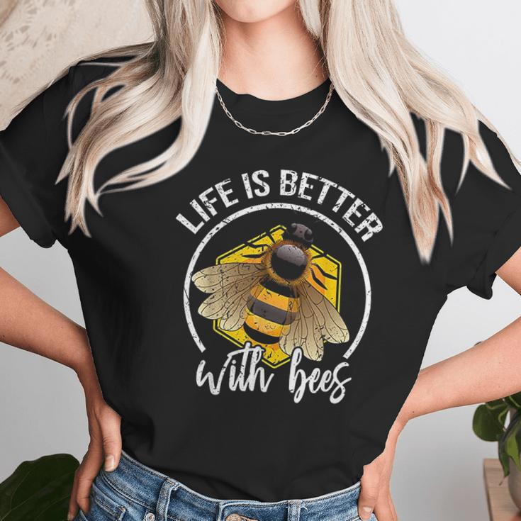 Funny Life Is Better With Bees Love Honey Women T-Shirt Gifts for Women