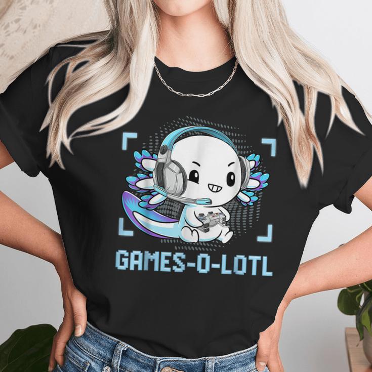 Gamesolotl Axolotl Video Gamer Kawaii Pastel Goth Anime Boys V3 Men Women T-Shirt Graphic Print Casual Unisex Tee Women T-Shirt Gifts for Women