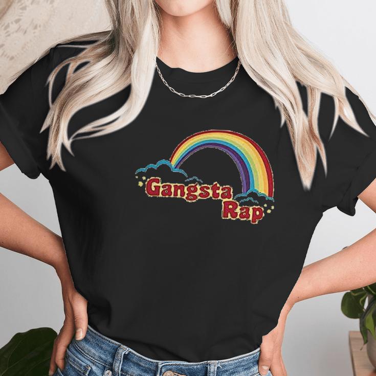 Gangsta Rap Retro Rainbow Funny Music Graphic Women T-Shirt Gifts for Women