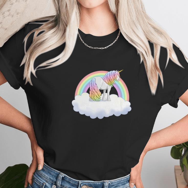 Gypsy Vanner Draft Horse Rainbow Unicorn Women T-Shirt Gifts for Women