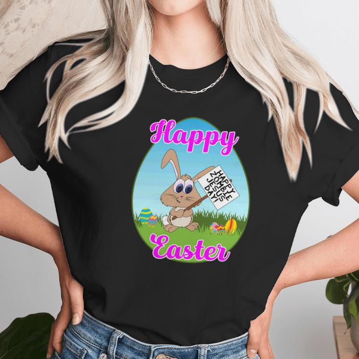 Happy Easter Happy Zombie Jesus Day Bunny Protestor Women T-Shirt Gifts for Women