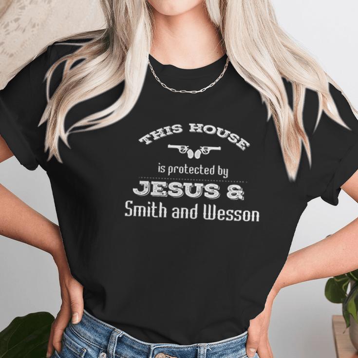 This House Is Protected By Jesus & Smith And Wesson Women T-Shirt Gifts for Women