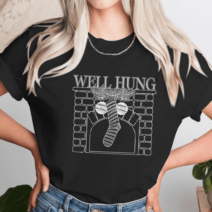 Well Hung Funny Christmas Stocking Deluxe Women T-Shirt Gifts for Women