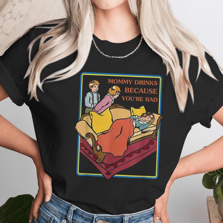 Ironic Clothes Mommy Drinks Because Youre Bad Women T-Shirt Gifts for Women