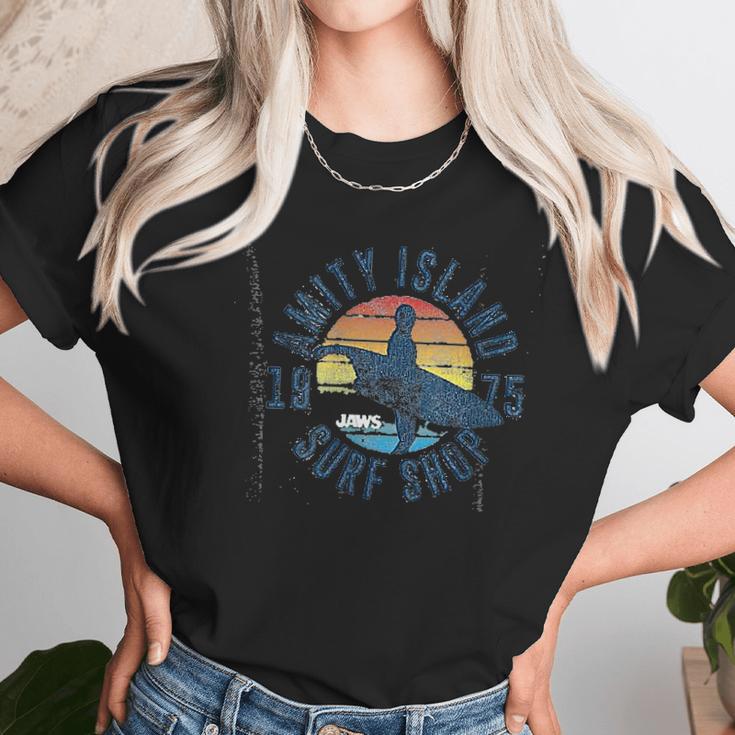 Womens Jaws Amity Island Surf Shop 1975 Retro Logo Women T-Shirt Gifts for Women